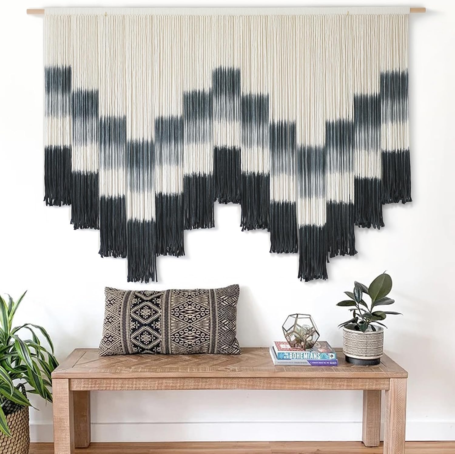 Tie-Dye Geometric Boho Yarn Wall Hanging
