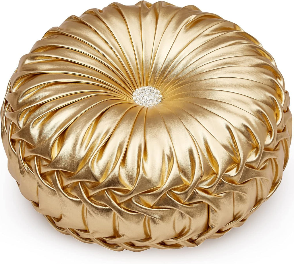 Gold Pleated Pumpkin Throw Pillow