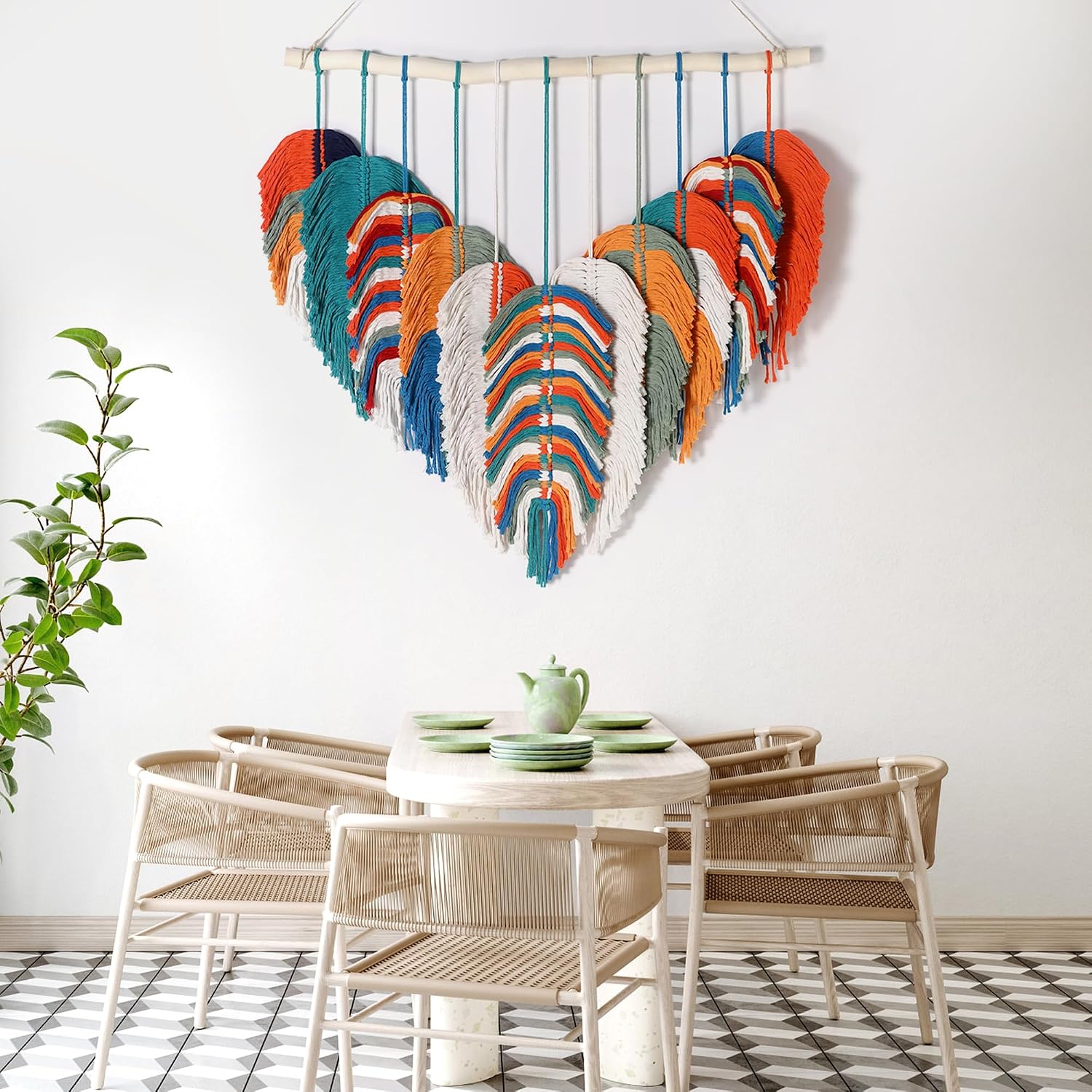 Orange Leaf Macrame Wall Hanging