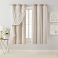 Beige Double Layer Blackout Curtains