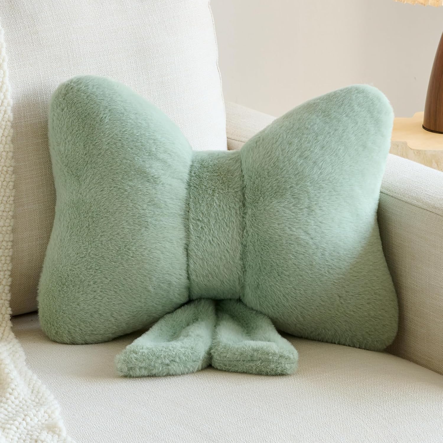 Sage Green Bow Throw Pillow