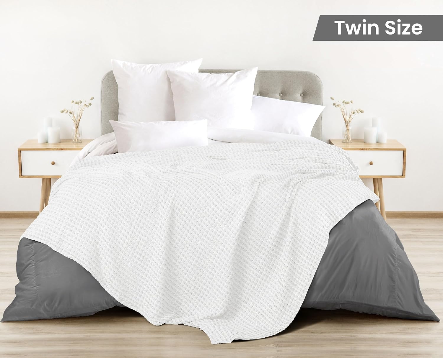 White Waffle Weave Cotton Throw Blanket