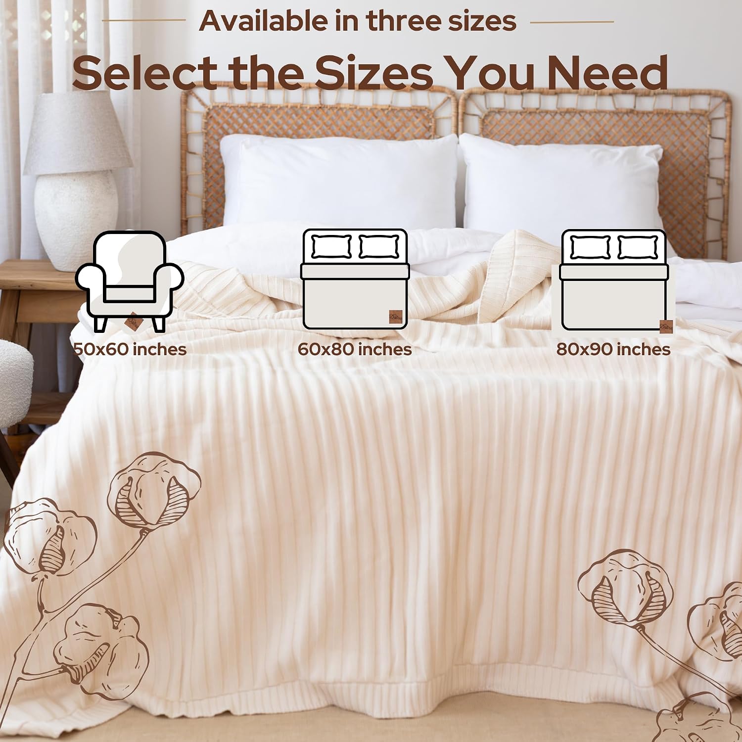 Earth Ivory Denise Organic Cotton Knit Throw Blanket