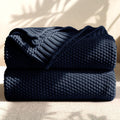 Navy Cable Knit Cotton Throw Blanket
