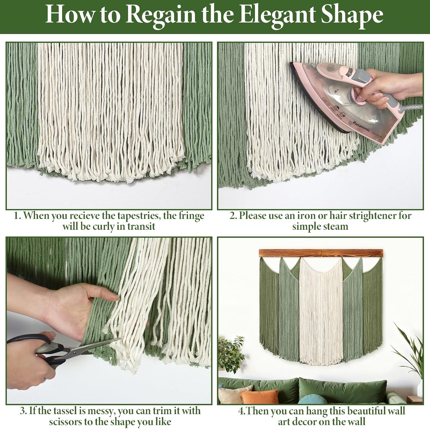 Sage Dip-Dye Macrame Wall Hanging