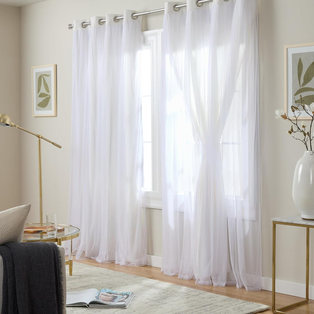 Winter White Double Layer Blackout Curtains 2 Pack