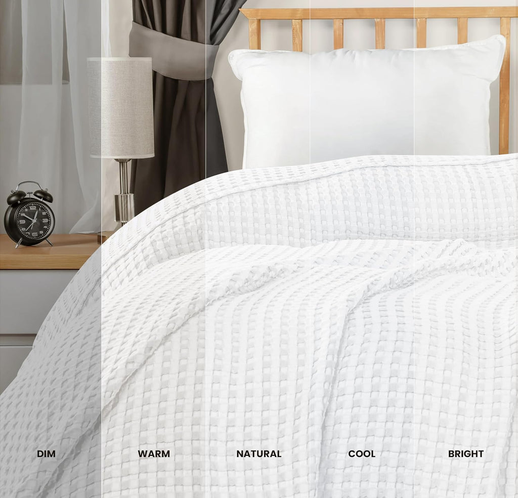 White Waffle Weave Cotton Throw Blanket