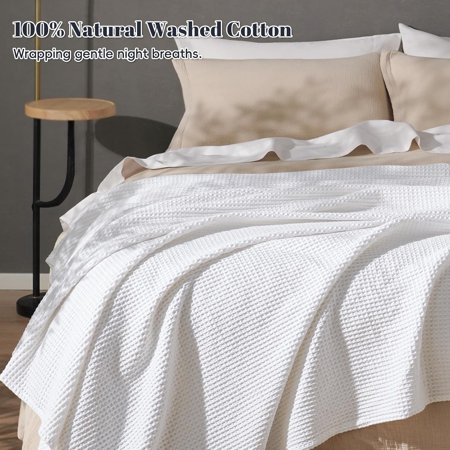 White Queen Cotton Waffle Weave Blanket