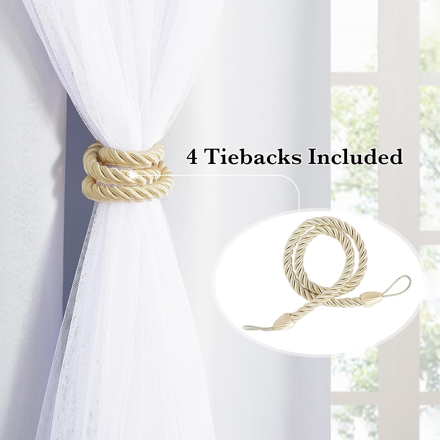 White Double Layer Thermal Blackout Curtains 2 Panels