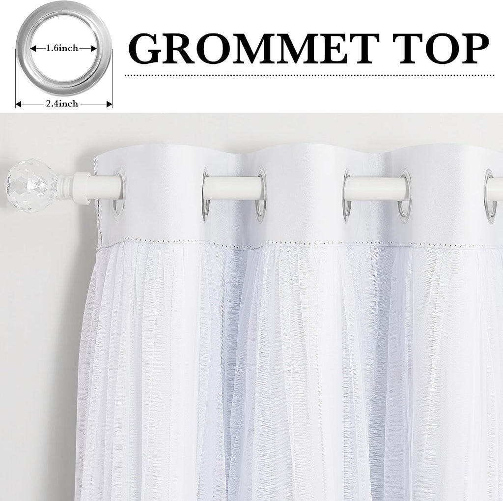 White Double Layer Thermal Blackout Curtains 2 Panels