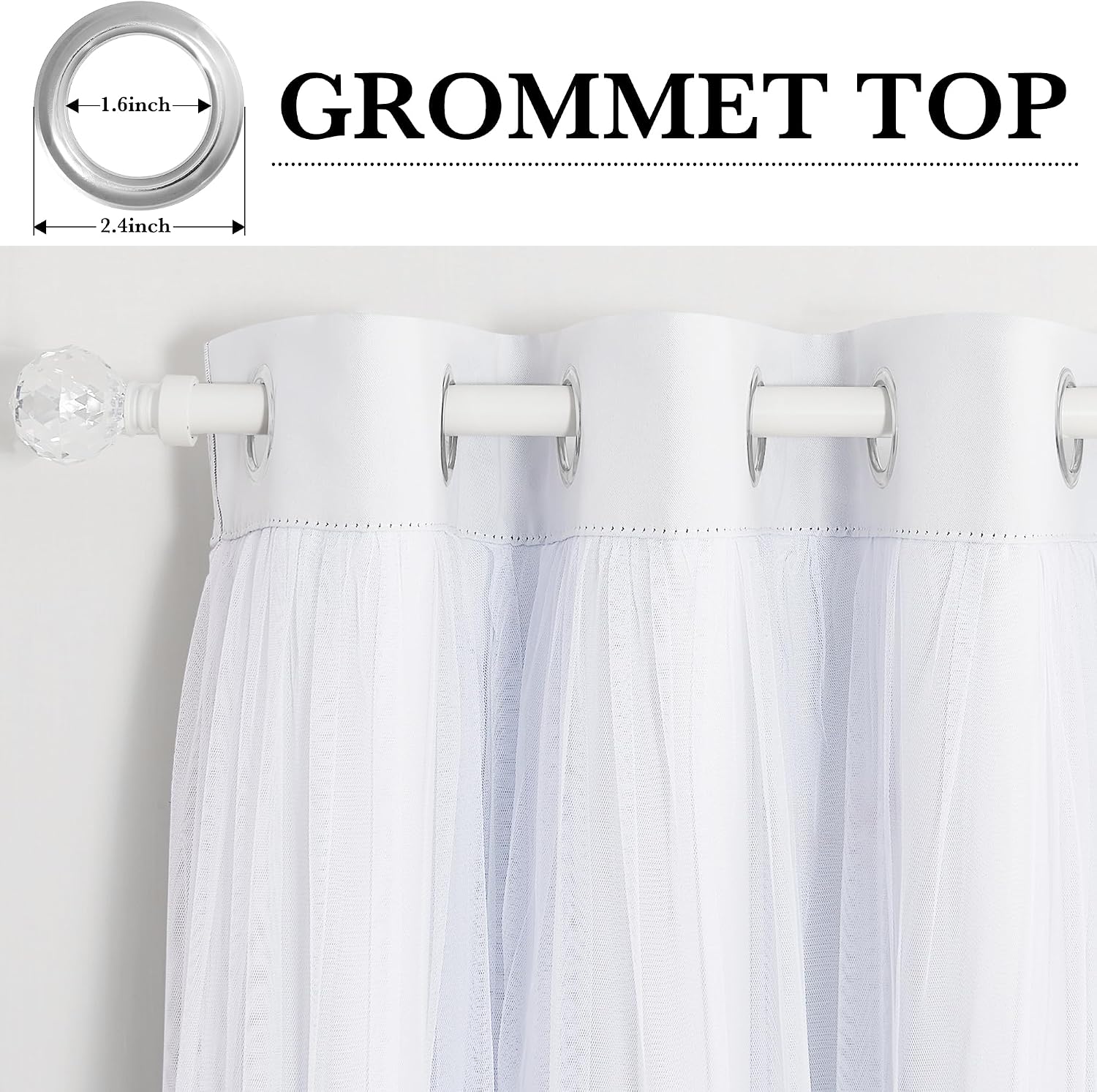 White Double Layer Thermal Blackout Curtains 2 Panels