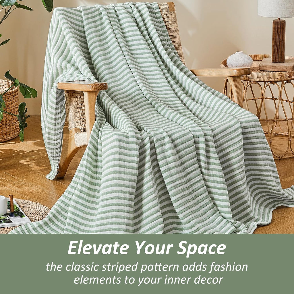 Sage Green 4-Layer Muslin Cotton Throw Blanket