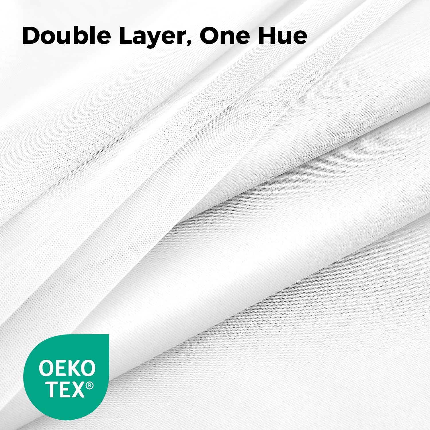 White Double Layer Full Blackout Curtains
