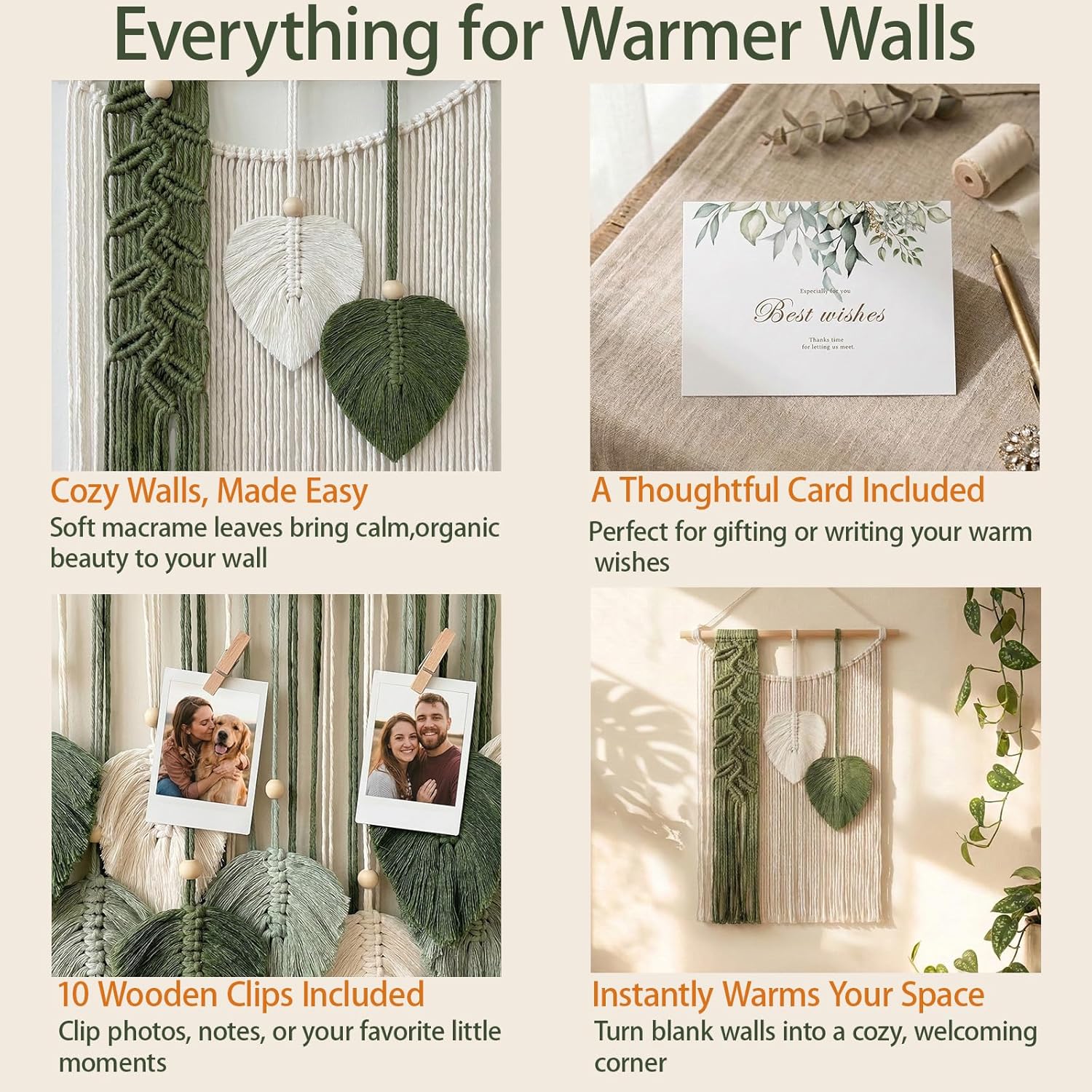 Green Leaf Macrame Wall Hanging