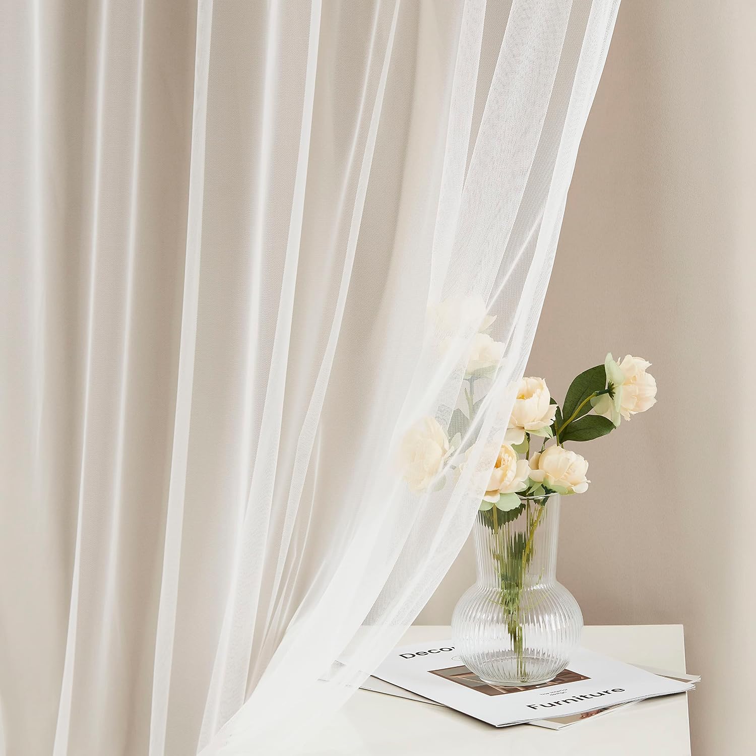 Beige Double Layer Thermal Blackout Curtains 2 Panels