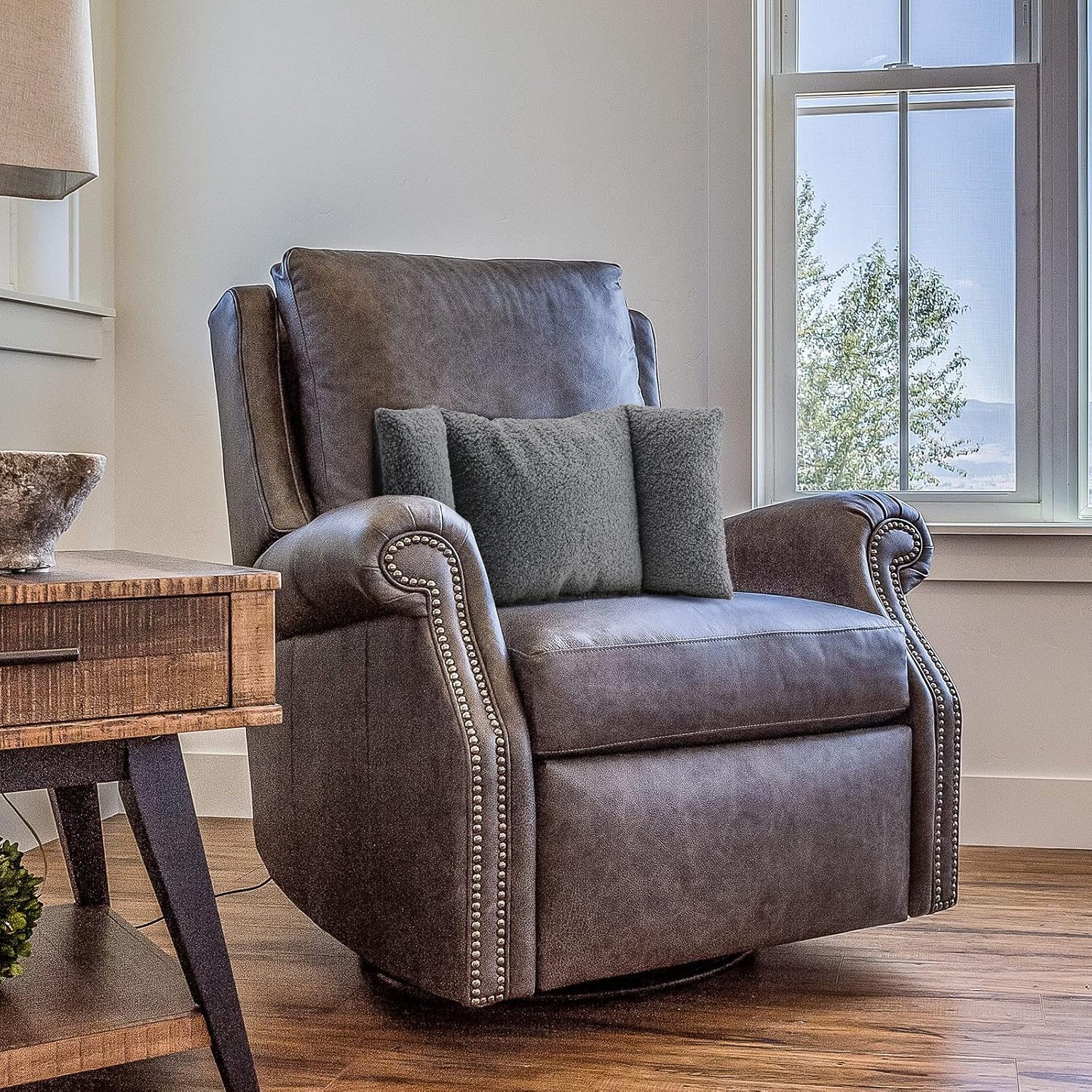 Gray Fleece Lumbar Support Pillow