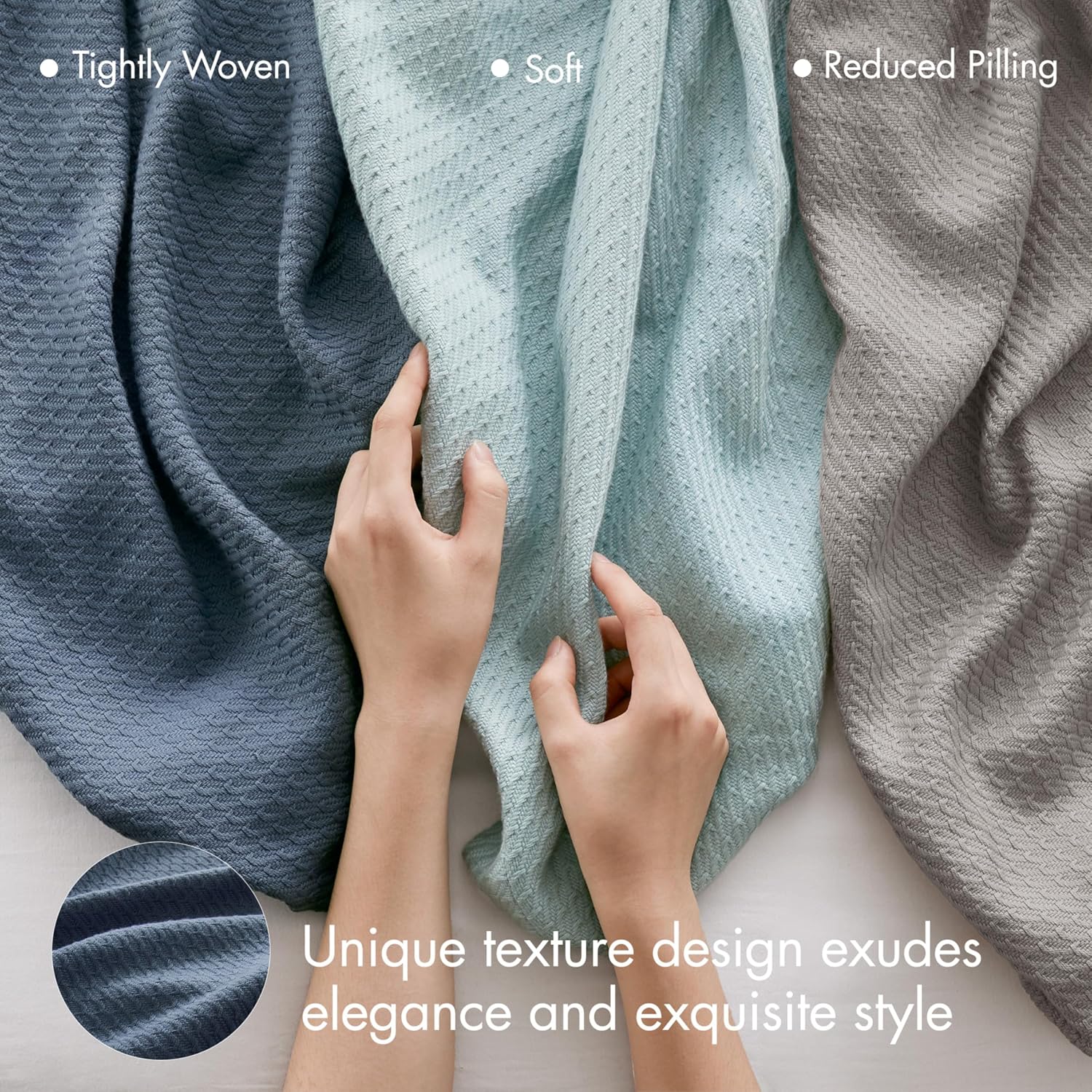 Navy Blue Queen Egyptian Cotton Waffle Weave Blanket