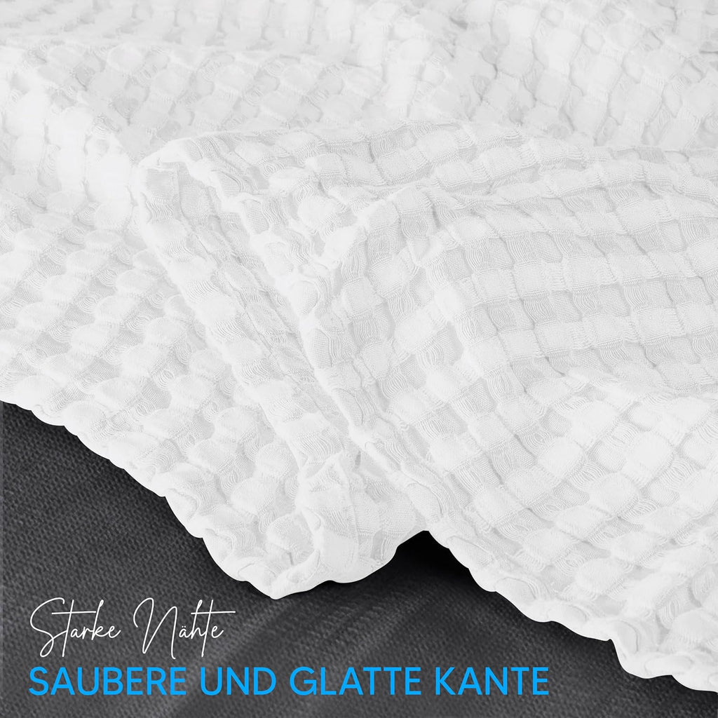 White Waffle Weave Cotton Throw Blanket
