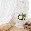 Pink Floral Lace Ruffle Sheer Curtains