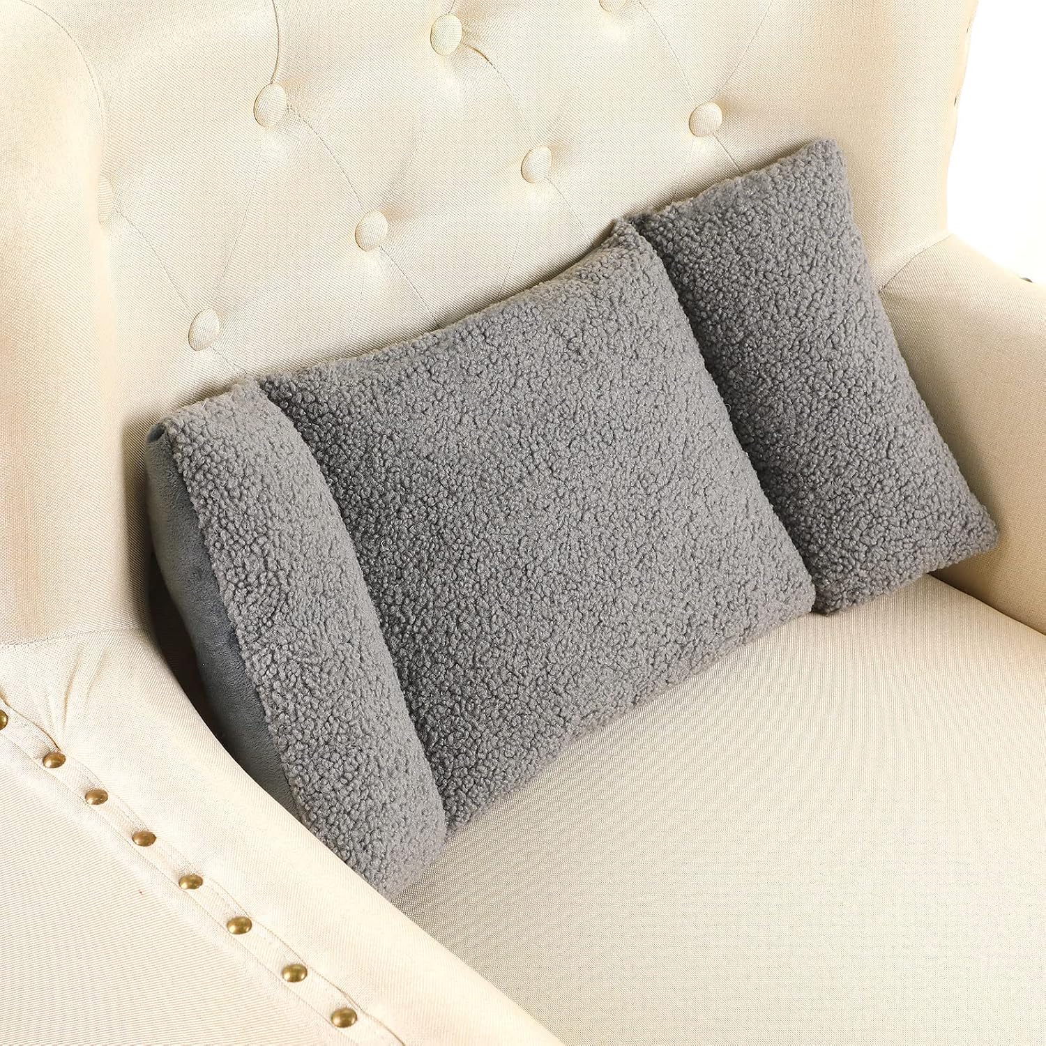 Gray Fleece Lumbar Support Pillow