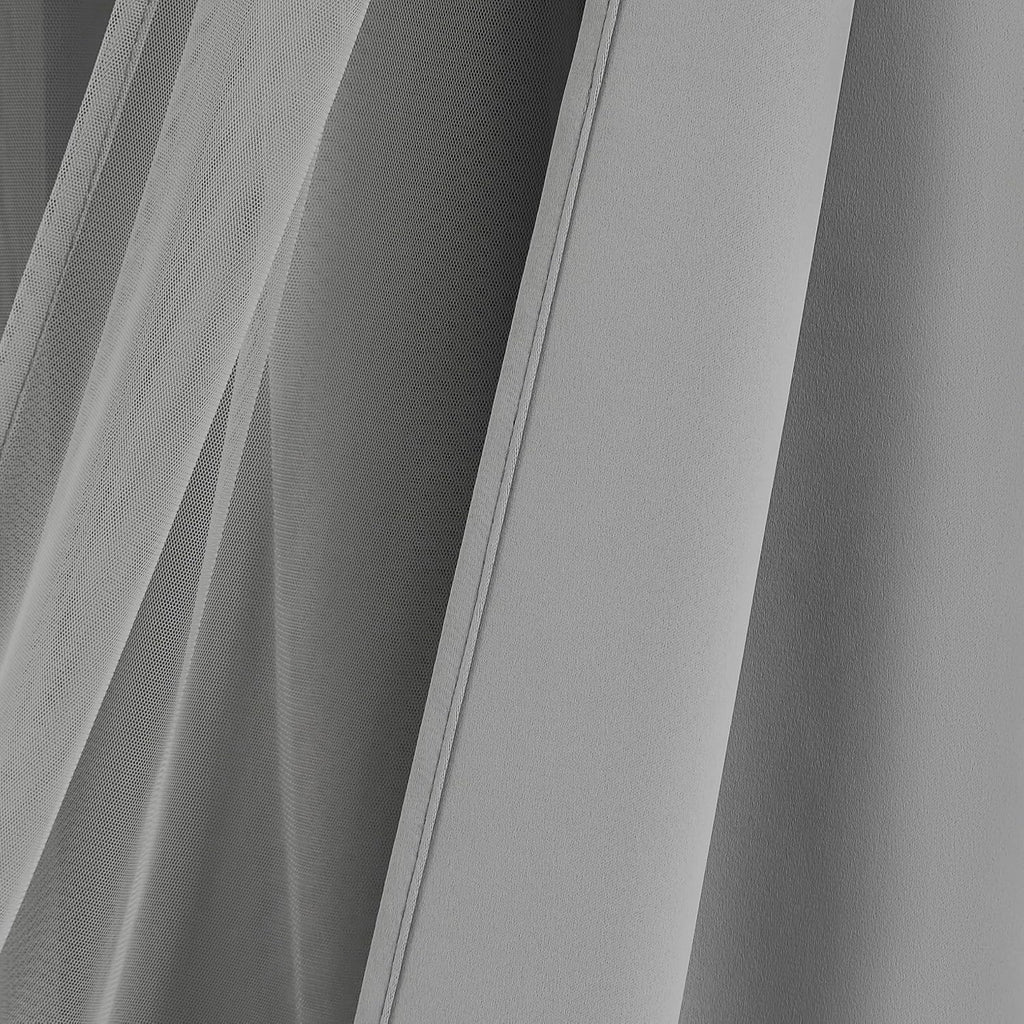 Grey Double Layer Thermal Blackout Curtains 2 Panels