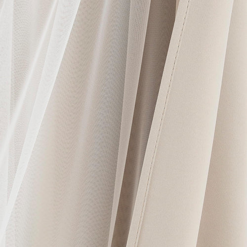 Beige Double Layer Thermal Blackout Curtains 2 Panels